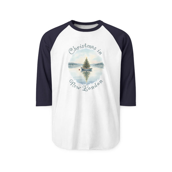 Christmas in New London, Dinghy Boat with Xmas Tree,  Unisex Raglan Shirt