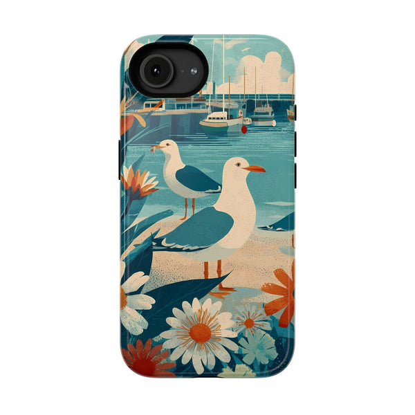 Seaside Seagulls Floral Impact-Resistant Case for 16e and 17e iPhones