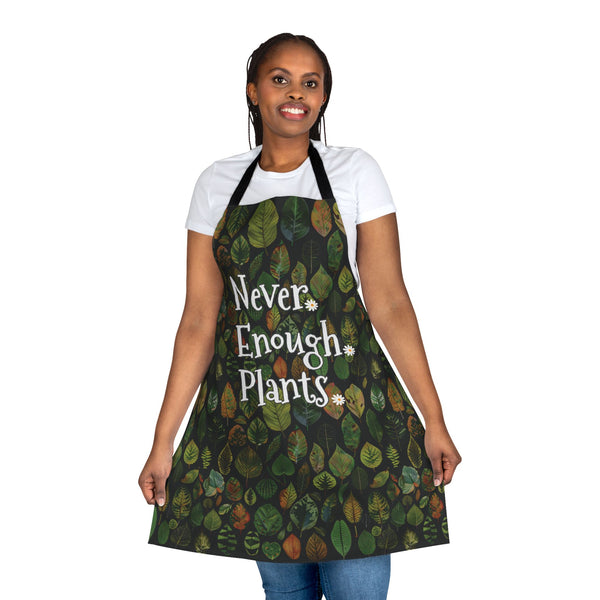 Never Enough Plants - Plant Lady Gardener Apron With Collage of Plant Leaves