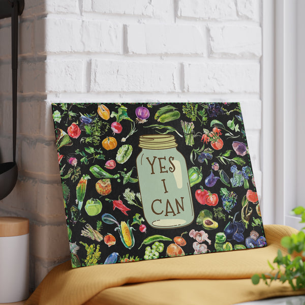 Yes I Can - Canning Design for Garden Farmers Glass Cutting Board - 2 Sizes