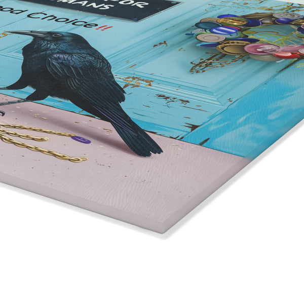 Good Choice! Crow or Raven Gift Store for Humans Glass Cutting Board - 2 Sizes