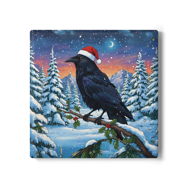 Ceramic Coaster, Raven Crow Holiday Home Decor, Farmhouse Kitchen Christmas Gift