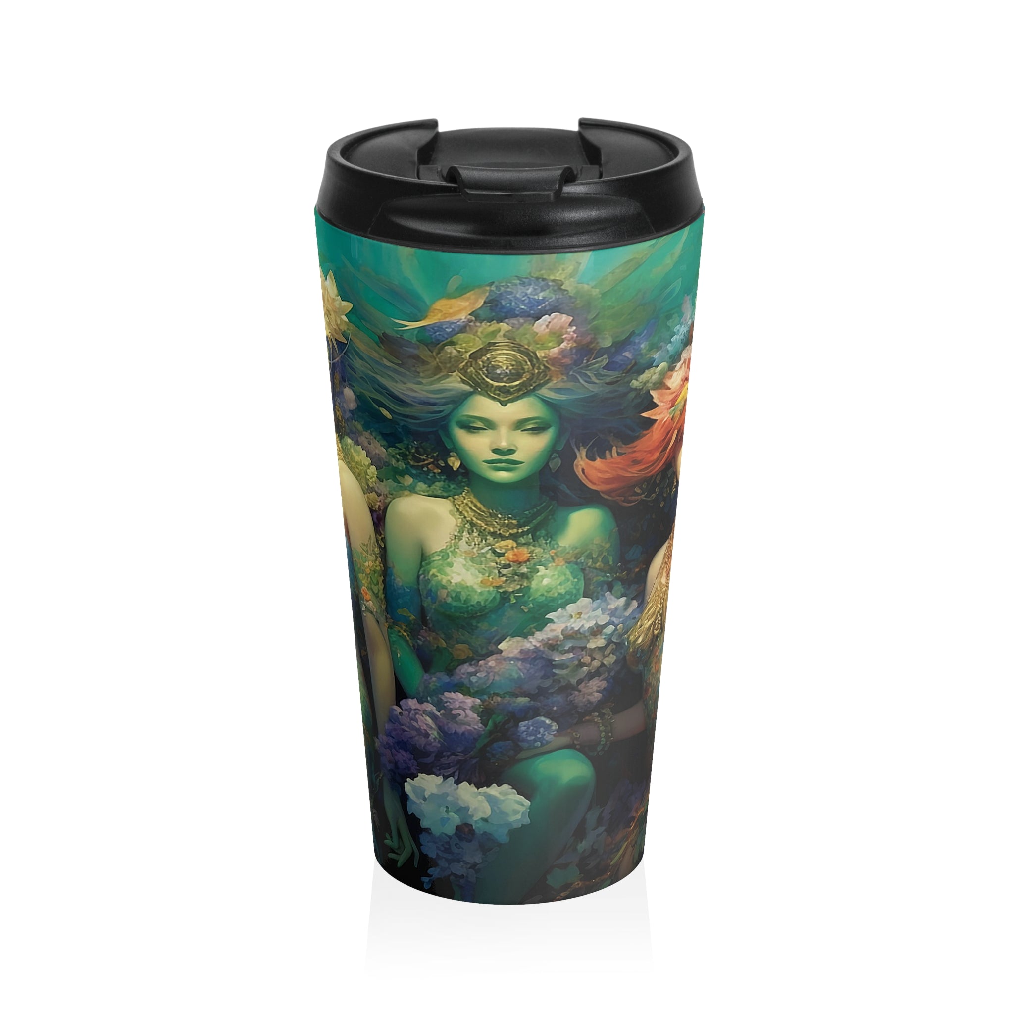 15 oz Stainless Steel Tumbler with 3 Dreamy Water Goddesses Design Travel Mug