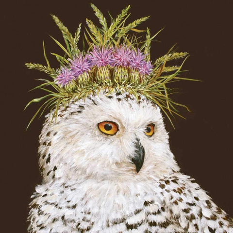 Snow Queen - Snowy Owl Wearing Foliage Headpiece Beverage Napkins with Artwork by Vicki Sawyer