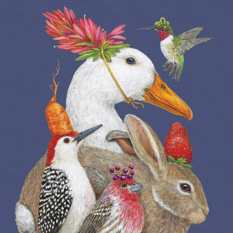 A Few Good Friends - Goose Rabbit and Birds Beverage Napkins with Artwork by Vicki Sawyer