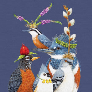 Party Friends - Birds Wearing Hats LUNCH or DINNER Napkins with Artwork by Vicki Sawyer