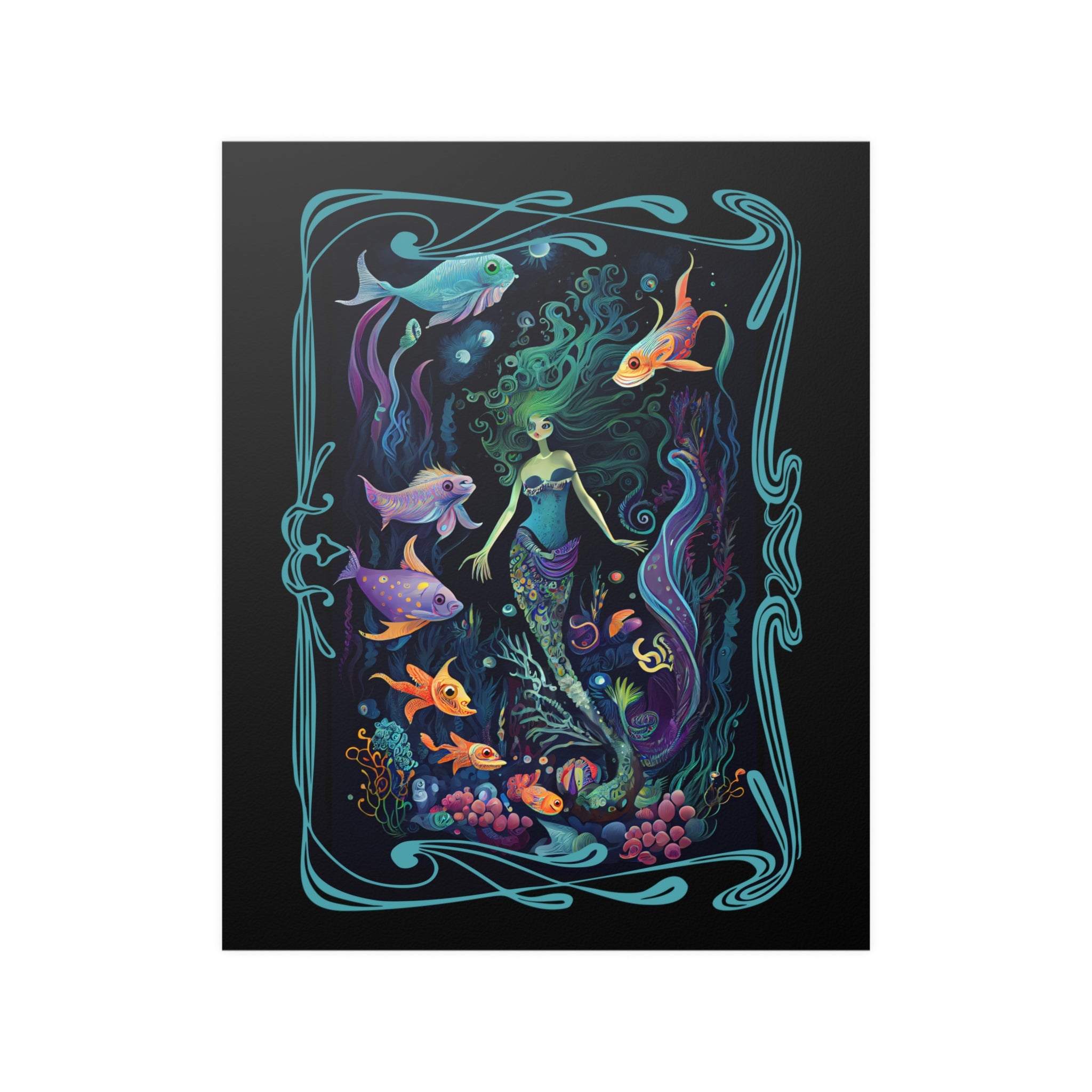 Mermaid Garden Mermaidcore Fairycore Underwater Ocean Satin Poster - 2 sizes