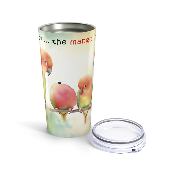 Lovebird Tumbler, Colorful Parrot Parents and Baby Watching Mango Hatching on a Branch Travel Mug 20oz - Perfect for Bird Lovers