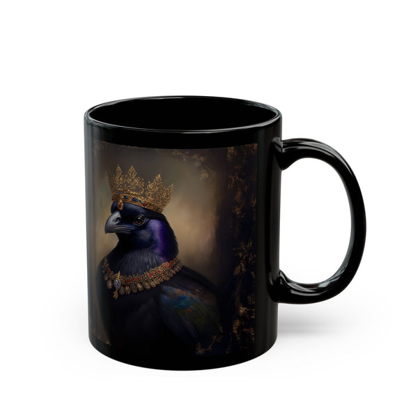 Royal Raven Mug – Elegant Black Coffee Cup for Bird Lovers, Gothic Decor, F-caw-F Crow Cups, Fall and Halloween
