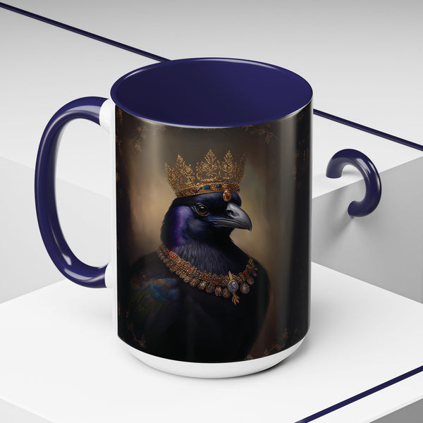 Royal Raven Mug – Elegant Black Coffee Cup for Bird Lovers, Gothic Decor, F-caw-F Crow Fall Cups, Halloween