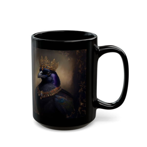 Royal Raven Mug – Elegant Black Coffee Cup for Bird Lovers, Gothic Decor, F-caw-F Crow Cups, Fall and Halloween