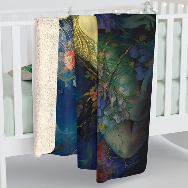 3 Dreamy Water Goddesses, Mermaid, Sea Witch Design on a Lightweight Sherpa Fleece Blanket (2 sizes)