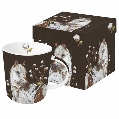 Neigh-bors White Horse Gift-Boxed Mug - Artwork by Vicki Sawyer