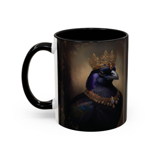 Royal Raven Mug – Elegant Black Coffee Cup for Bird Lovers, Gothic Decor, F-caw-F Crow Fall Cups, Halloween