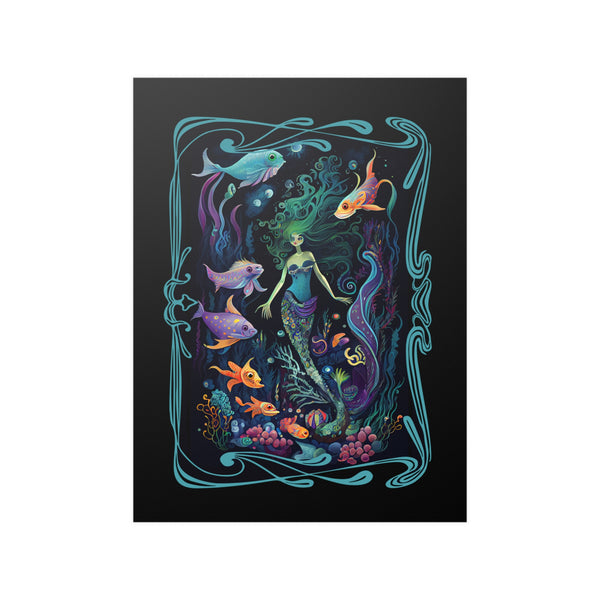 Mermaid Garden Mermaidcore Fairycore Underwater Ocean Satin Poster - 2 sizes