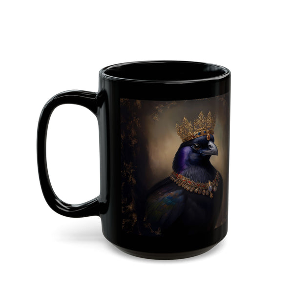 Royal Raven Mug – Elegant Black Coffee Cup for Bird Lovers, Gothic Decor, F-caw-F Crow Cups, Fall and Halloween