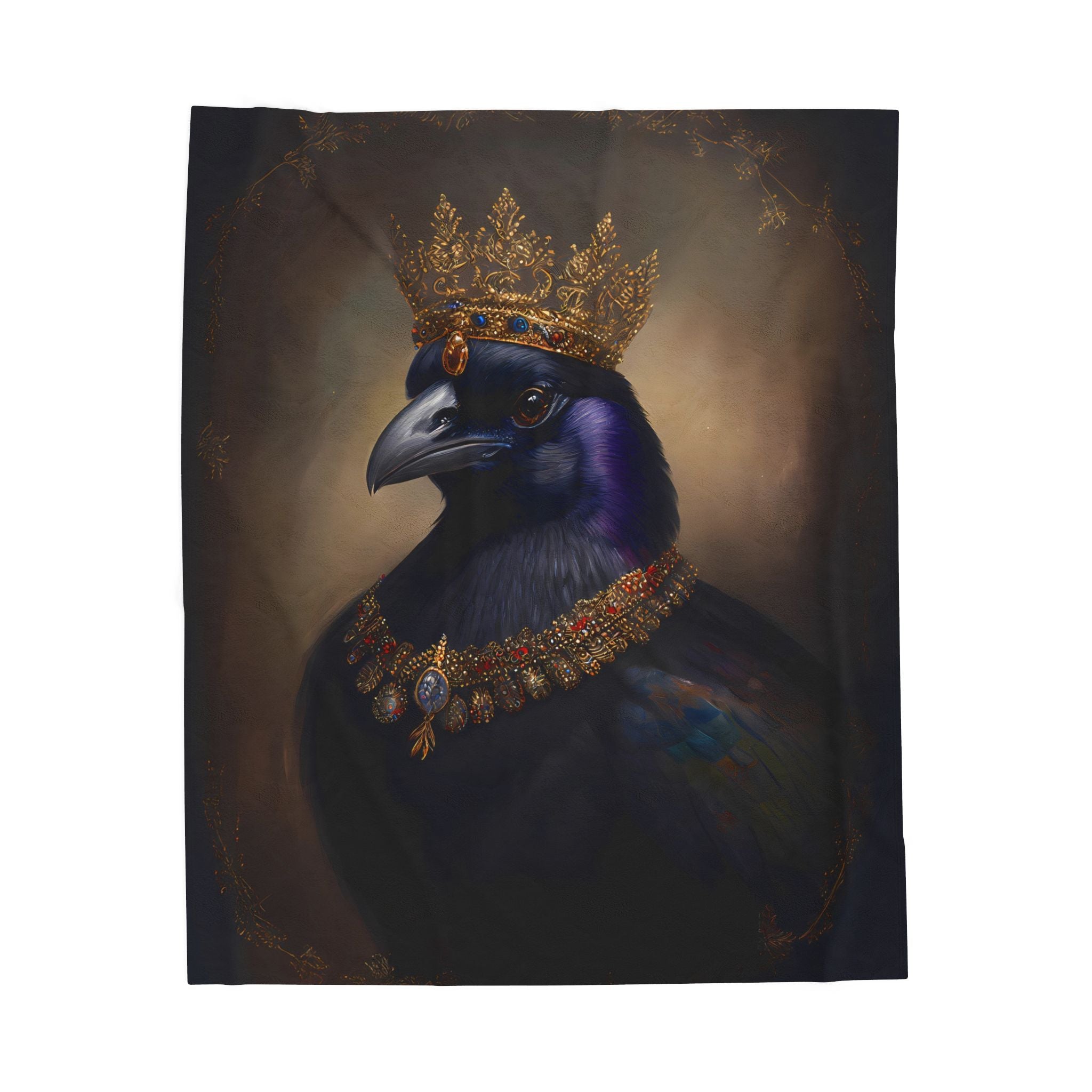 Raven Crown Blanket, Home Decor, Bedding, Gothic Throw, Velveteen Plush Blanket, Crow Lover Gift
