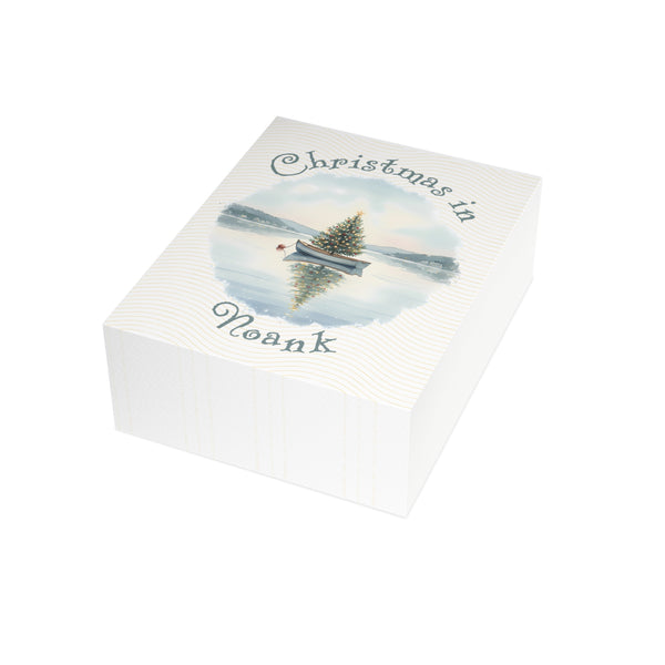 Christmas in Noank Greeting Card – Dingy Boat with Xmas Tree Holiday Card (1/10/30/50 pcs) 4.25" x 5.5"