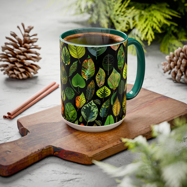 Leafy Mugs, Plant Lover Gift, Garden Coffee Cup, Nature Inspired Drinkware, Botanical Tea Mug, Colorful Leaves Kitchen Decor