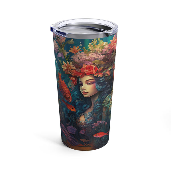 20 oz Stainless Steel Tumbler with Trio of Water Goddesses Mermaid Design