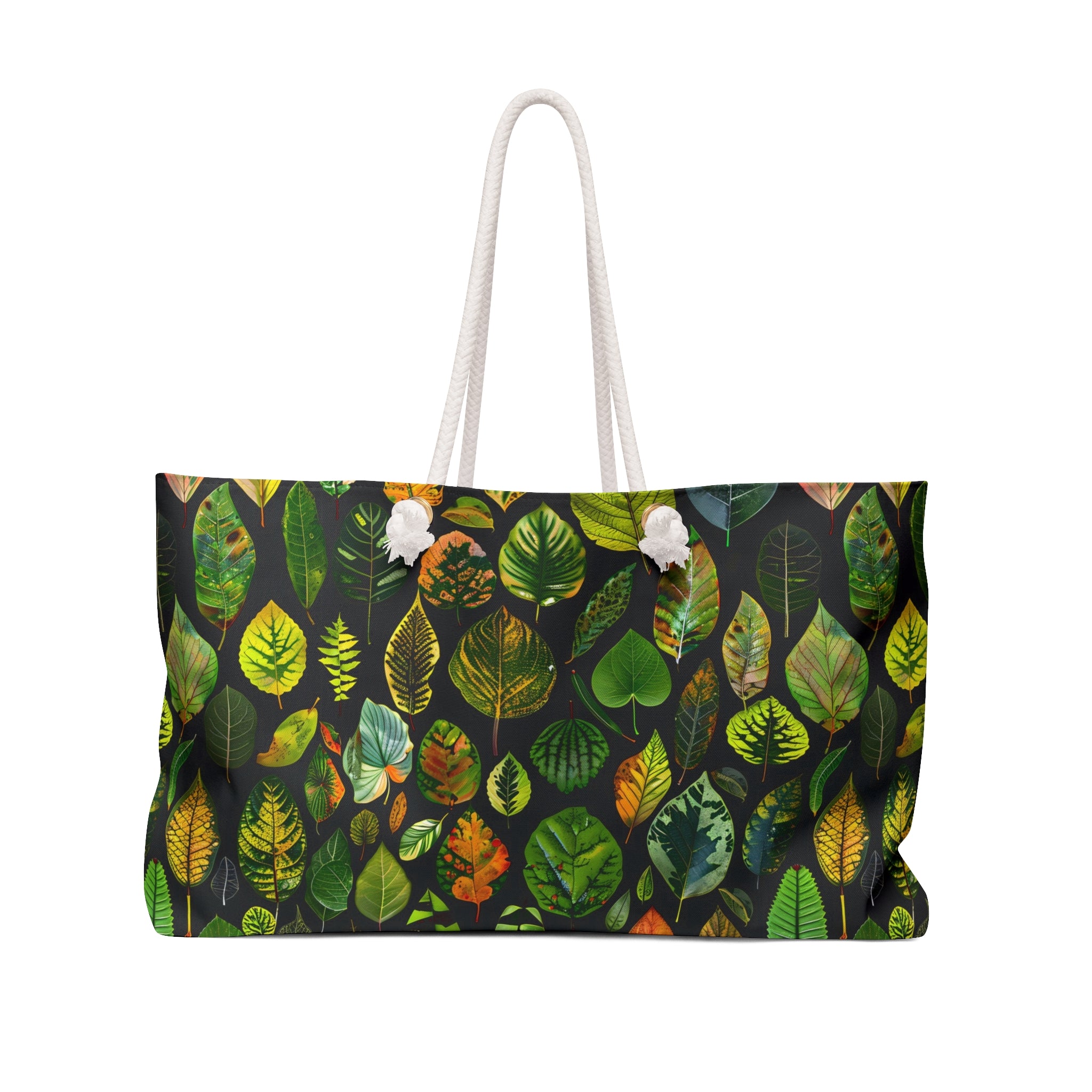 Nature-Inspired Weekender Bag for Getaways, Leaf Print Travel Tote, Perfect for Beach Trips, Picnics, and Weekend Adventurers
