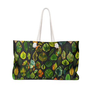 Nature-Inspired Weekender Bag for Getaways, Leaf Print Travel Tote, Perfect for Beach Trips, Picnics, and Weekend Adventurers