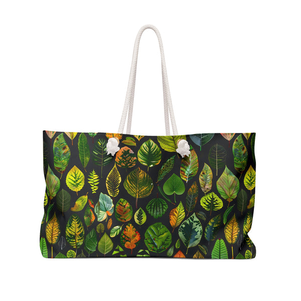 Nature-Inspired Weekender Bag for Getaways, Leaf Print Travel Tote, Perfect for Beach Trips, Picnics, and Weekend Adventurers