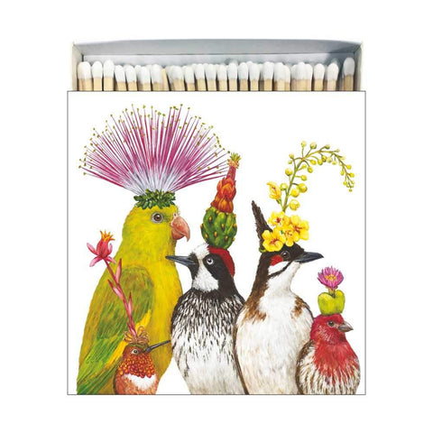 The Entourage- Square Decorative Bird Matches - Artwork by Vicki Sawyer