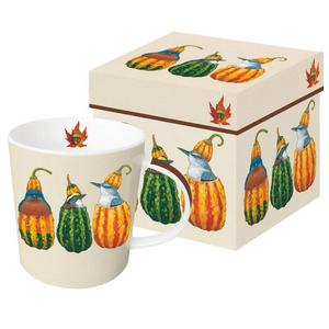 Out of My Gourd - Birds Wearing Fall Hats Gift-Boxed Mug - Artwork by Vicki Sawyer