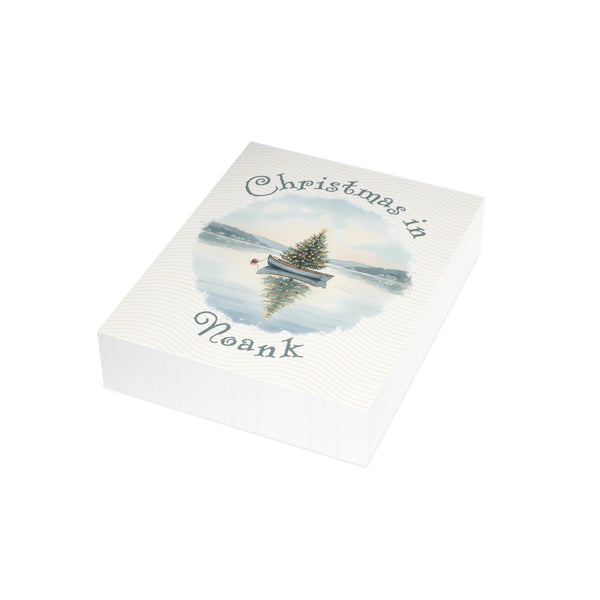 Christmas in Noank Greeting Card – Dingy Boat with Xmas Tree Holiday Card (1/10/30/50 pcs) 4.25" x 5.5"