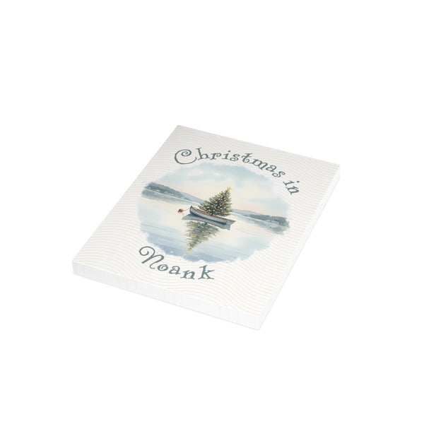 Christmas in Noank Greeting Card – Dingy Boat with Xmas Tree Holiday Card (1/10/30/50 pcs) 4.25" x 5.5"
