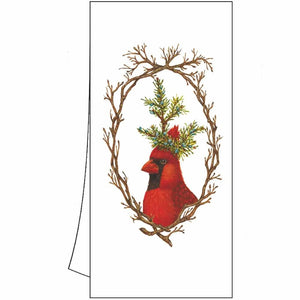 Holiday Party - Cardinal Bird Kitchen Towel with Artwork by Vicki Sawyer