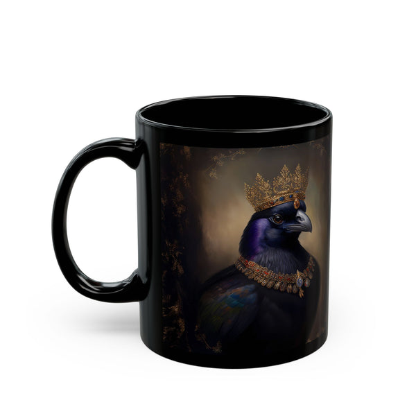 Royal Raven Mug – Elegant Black Coffee Cup for Bird Lovers, Gothic Decor, F-caw-F Crow Cups, Fall and Halloween