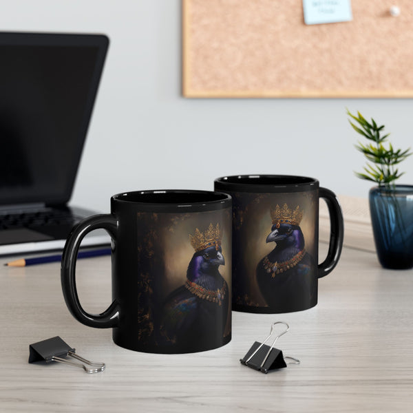 Royal Raven Mug – Elegant Black Coffee Cup for Bird Lovers, Gothic Decor, F-caw-F Crow Cups, Fall and Halloween