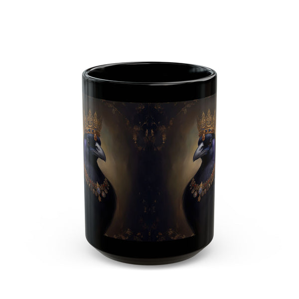 Royal Raven Mug – Elegant Black Coffee Cup for Bird Lovers, Gothic Decor, F-caw-F Crow Cups, Fall and Halloween
