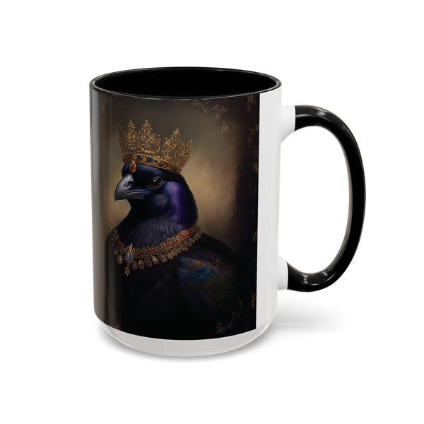 Royal Raven Mug – Elegant Black Coffee Cup for Bird Lovers, Gothic Decor, F-caw-F Crow Fall Cups, Halloween