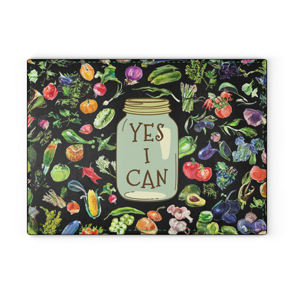 Yes I Can - Canning Design for Garden Farmers Glass Cutting Board - 2 Sizes
