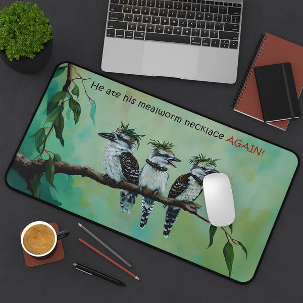 Bird Desk Mat, Laughing Kookaburra Laptop Computer Desk Protector - Fun Office Decor for Australian Bird Lovers, 3 sizes