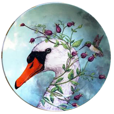 Iris and Stanley, 7-inch Round Appetizer Plate, New Bone China - Artwork by Vicki Sawyer