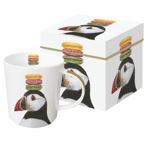 Olaf - Puffin Wearing a Macaron Hat Gift-Boxed Mug - Artwork by Vicki Sawyer