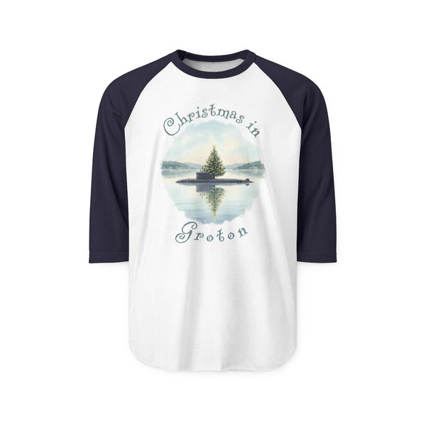 Christmas in Groton, Submarine with Xmas Tree,  Unisex Raglan Shirt