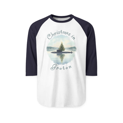 Christmas in Groton, Submarine with Xmas Tree,  Unisex Raglan Shirt
