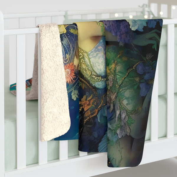 3 Dreamy Water Goddesses, Mermaid, Sea Witch Design on a Lightweight Sherpa Fleece Blanket (2 sizes)