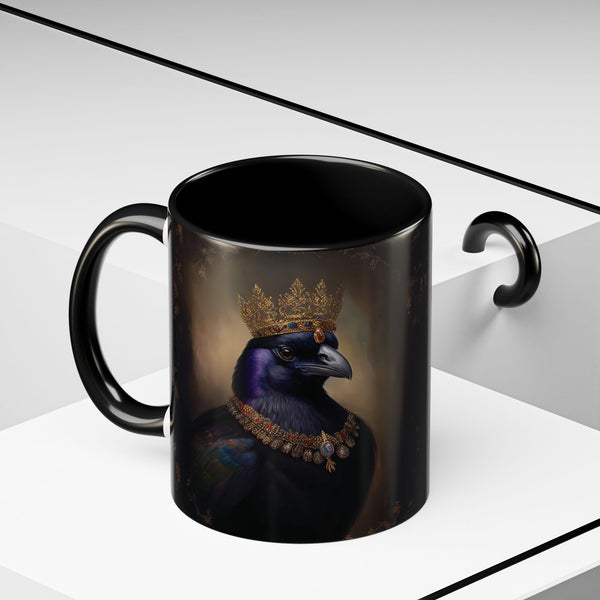 Royal Raven Mug – Elegant Black Coffee Cup for Bird Lovers, Gothic Decor, F-caw-F Crow Fall Cups, Halloween