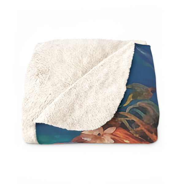 3 Dreamy Water Goddesses, Mermaid, Sea Witch Design on a Lightweight Sherpa Fleece Blanket (2 sizes)