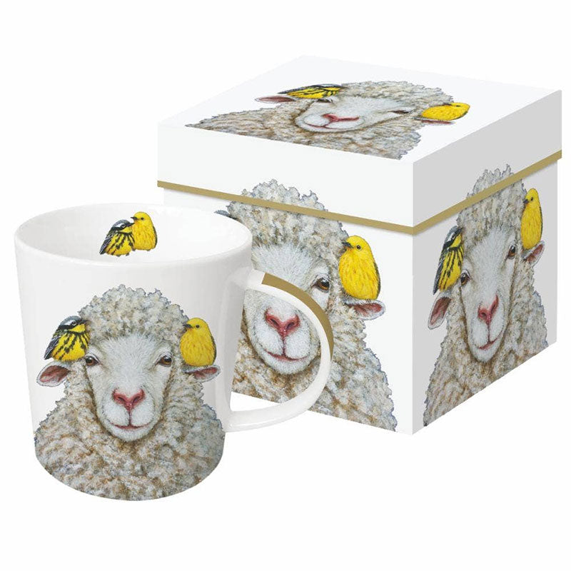 Molly and Friends, Sheep and Birds Coffee or Tea Gift-Boxed Mug, Artwork by Vicki Sawyer