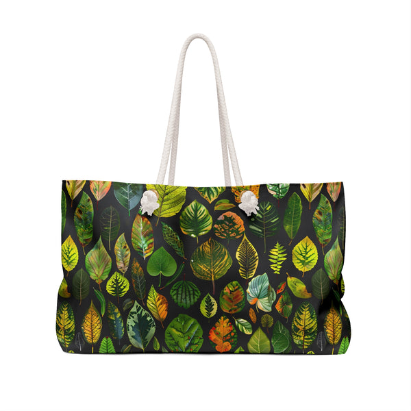 Nature-Inspired Weekender Bag for Getaways, Leaf Print Travel Tote, Perfect for Beach Trips, Picnics, and Weekend Adventurers