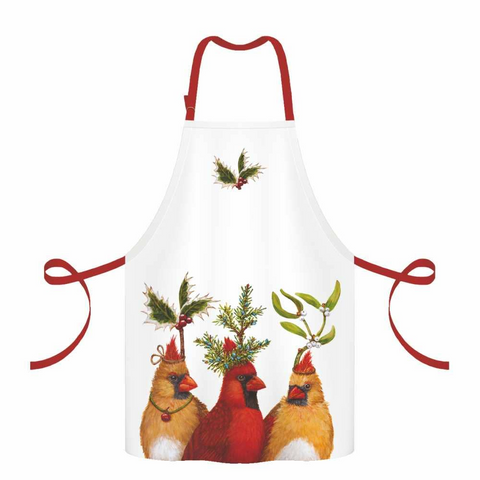Cardinal Bird Holiday Party Kitchen Apron by Vicki Sawyer