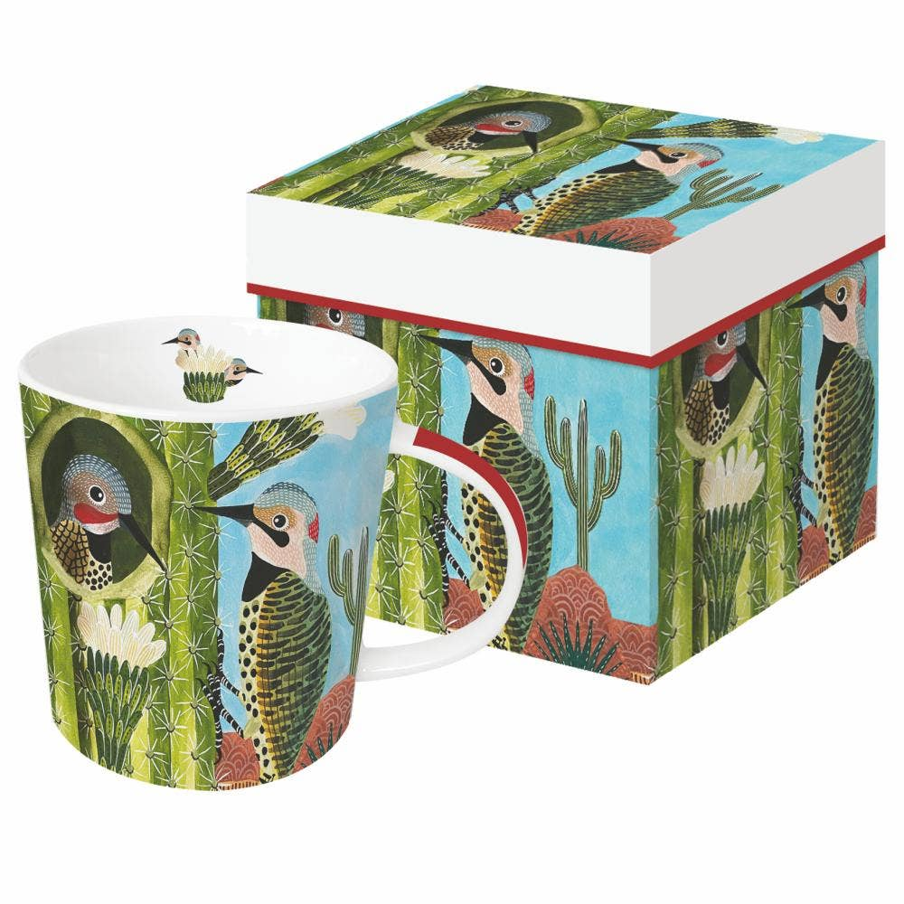 Mesa Southwest Desert Cactus and Woodpecker Gift-Boxed Mug
