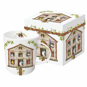 House Party- Birds and Bird House Gift-Boxed Mug - Artwork by Vicki Sawyer